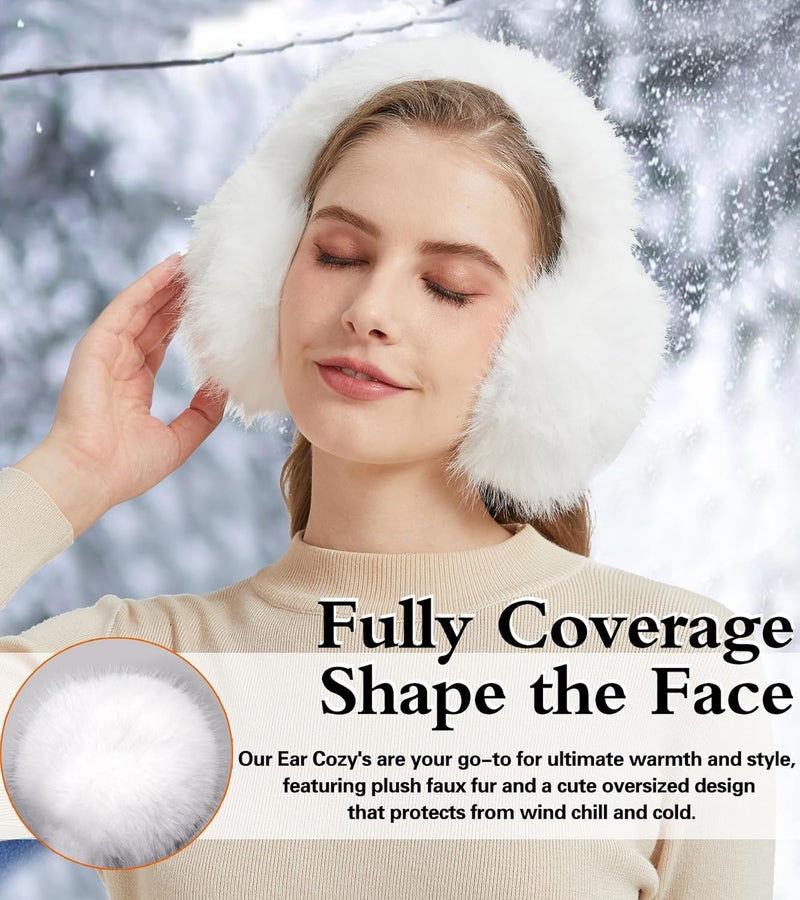 Mottico Winter Ear muffs for Women Men, Fluffy Ear Warmer with Thick Faux Ear Covers, Foldable for Convenience! - Image 3